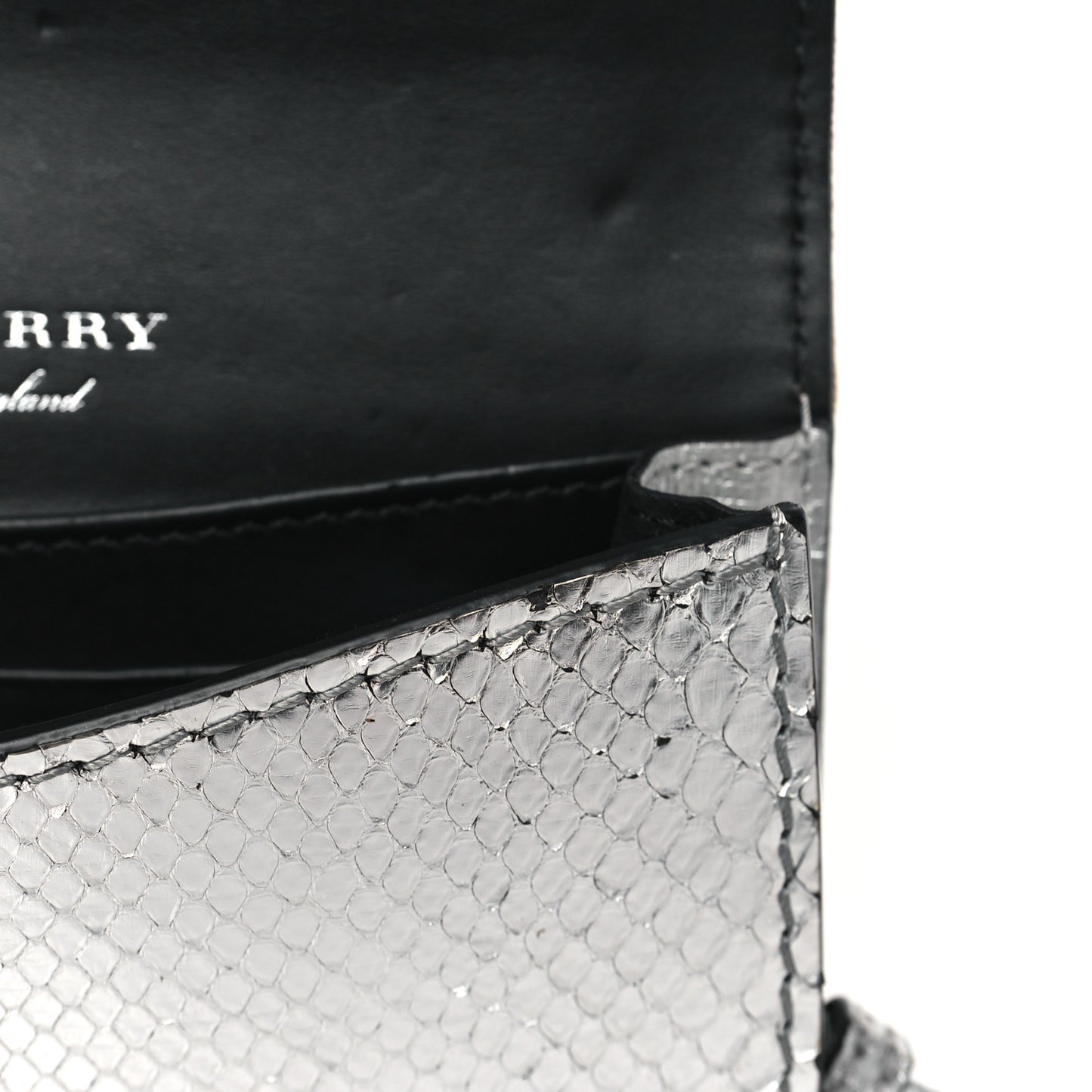 Metallic Snakeskin House Check Sequin Mini Madison Buckle Bag Silver