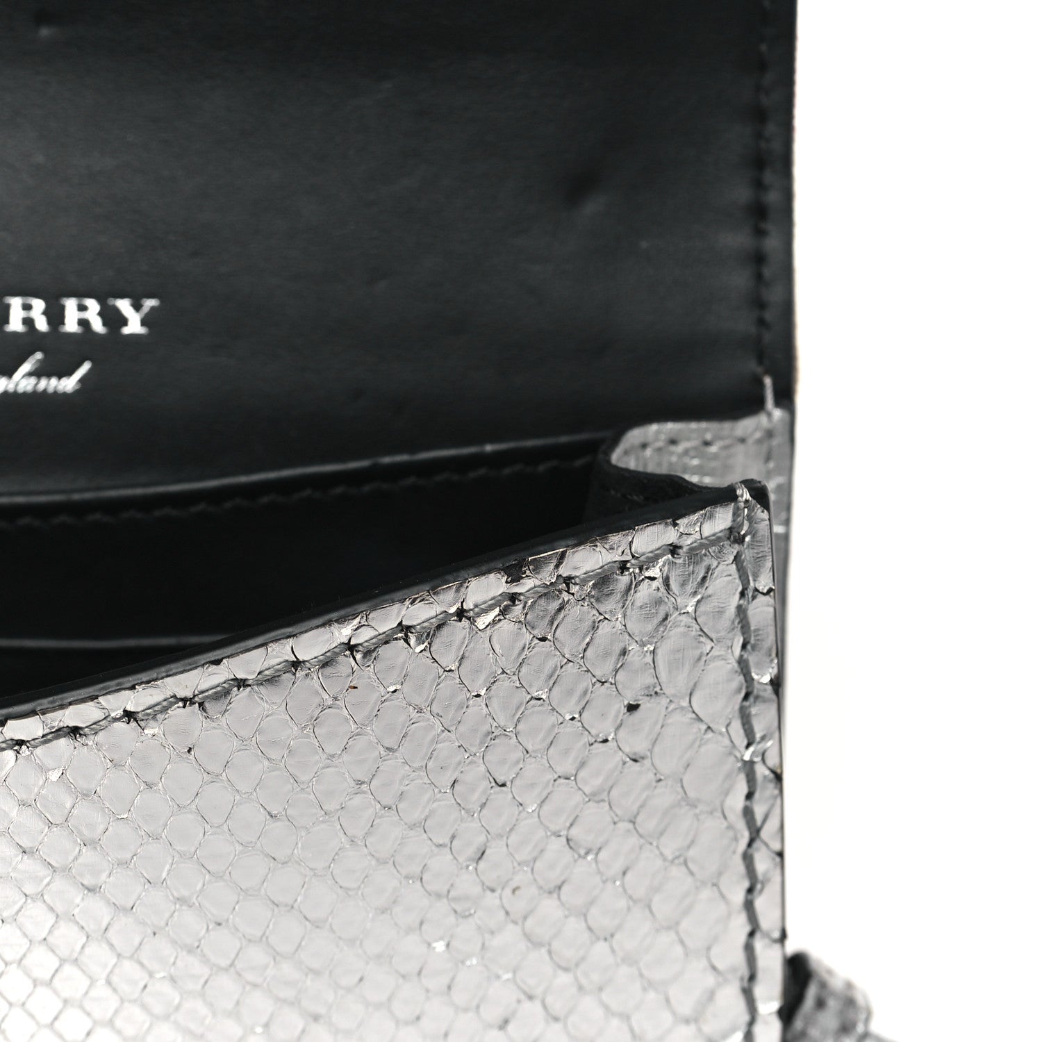 Burberry Metallic Snakeskin House Check Sequin Mini Madison Buckle Bag Silver 11 of 13