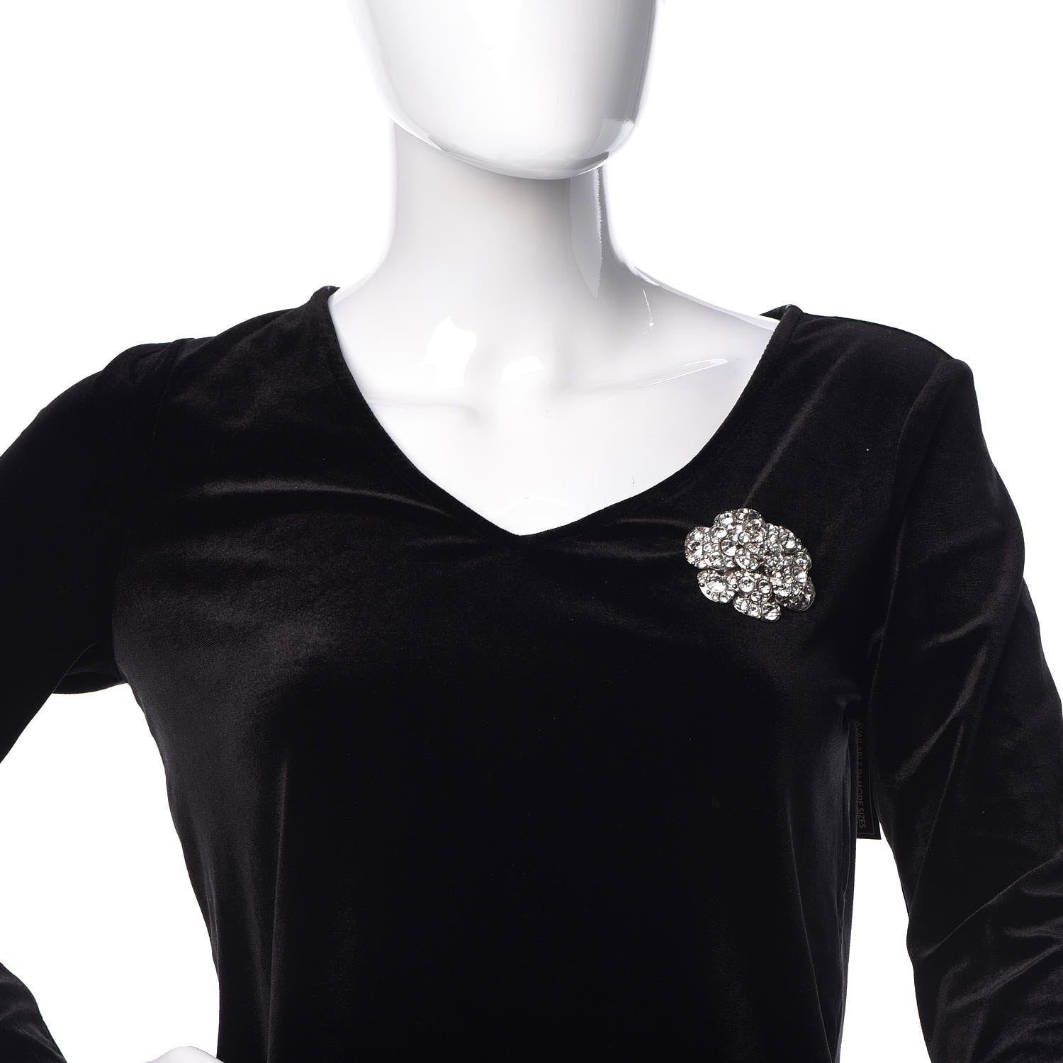 Chanel Swarovski Crystal Camellia CC Brooch Silver 2 of 5