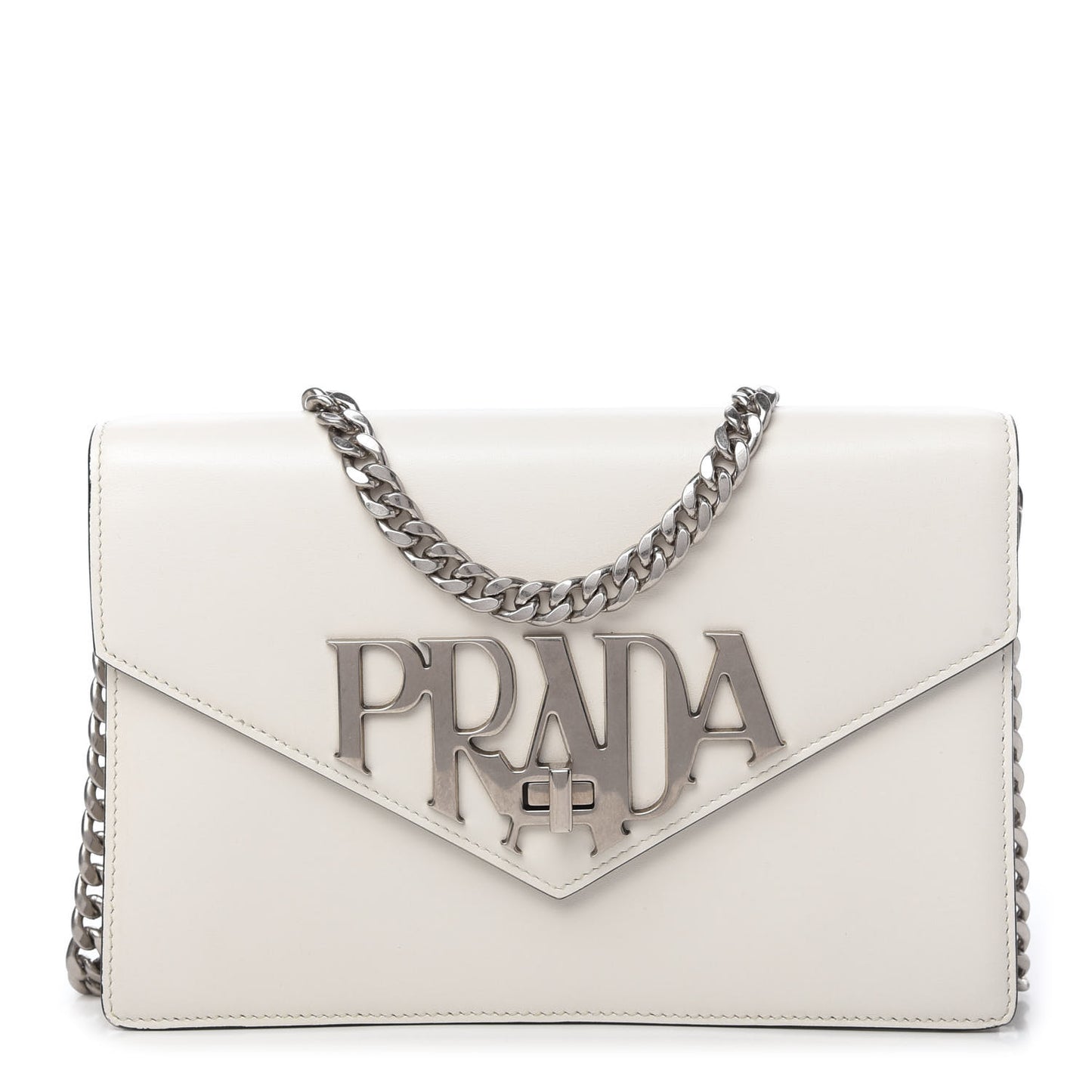 Spazzolato Logo Envelope Shoulder Bag White