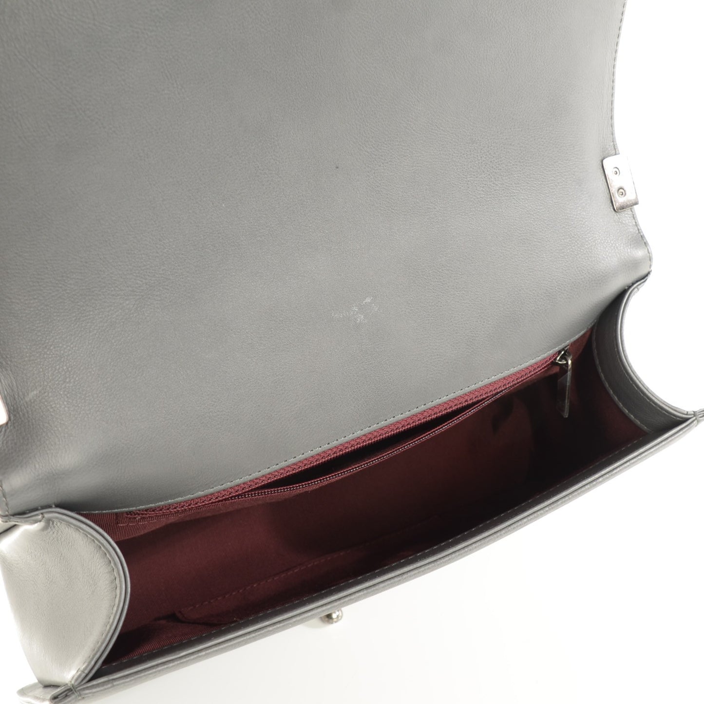 Calfskin Double Stitch New Medium Boy Flap Grey