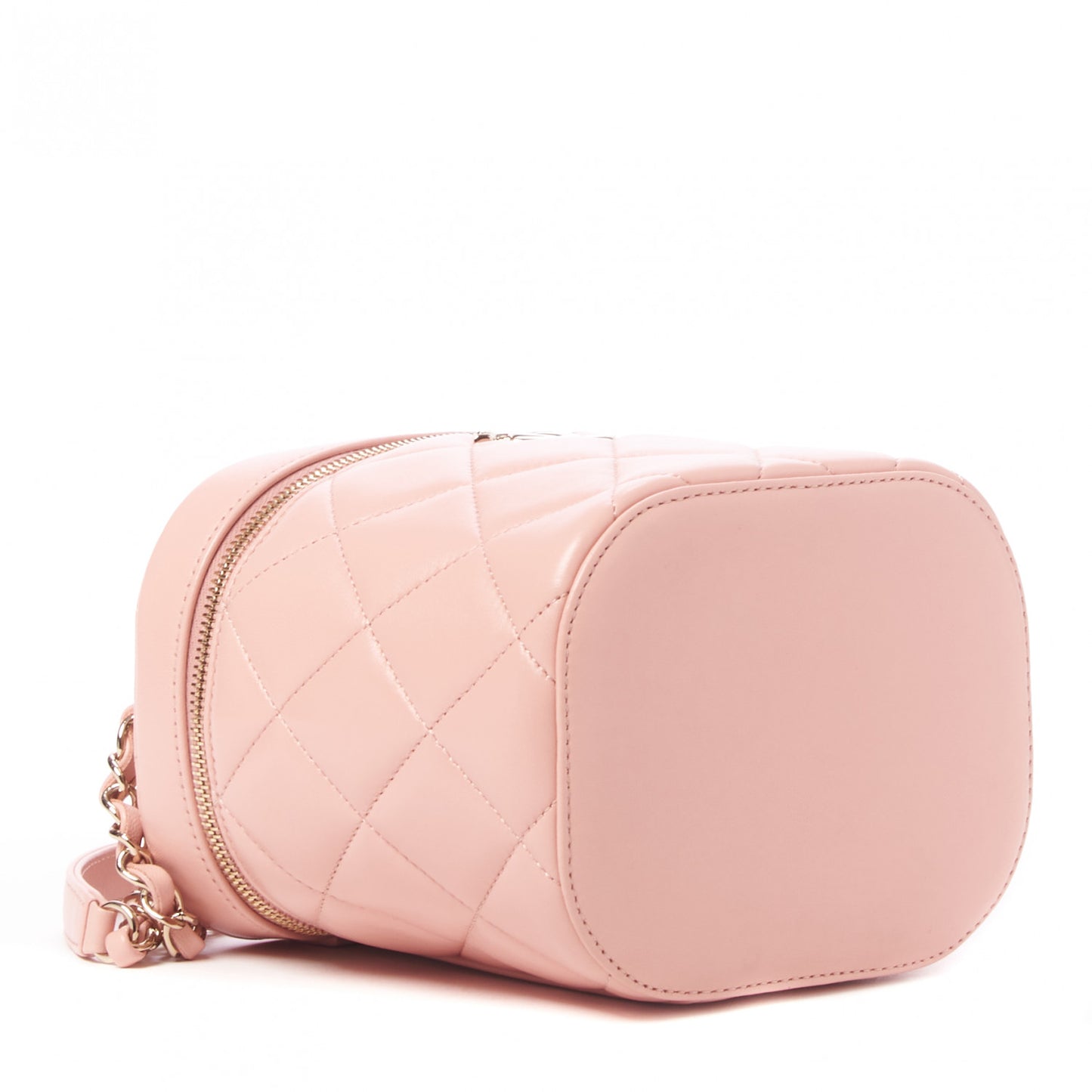 Lambskin Quilted Trendy Vanity Case Pink