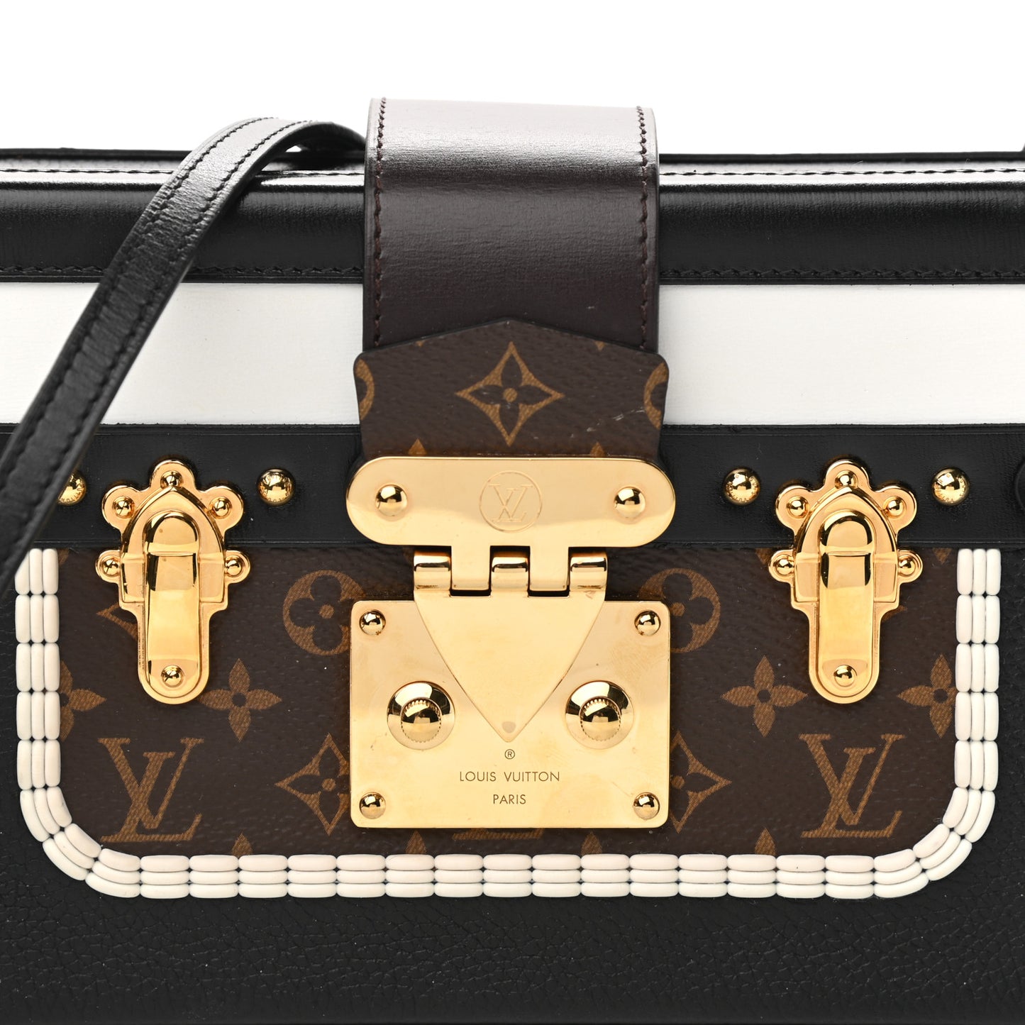 Monogram Calfskin Petite Malle Black White