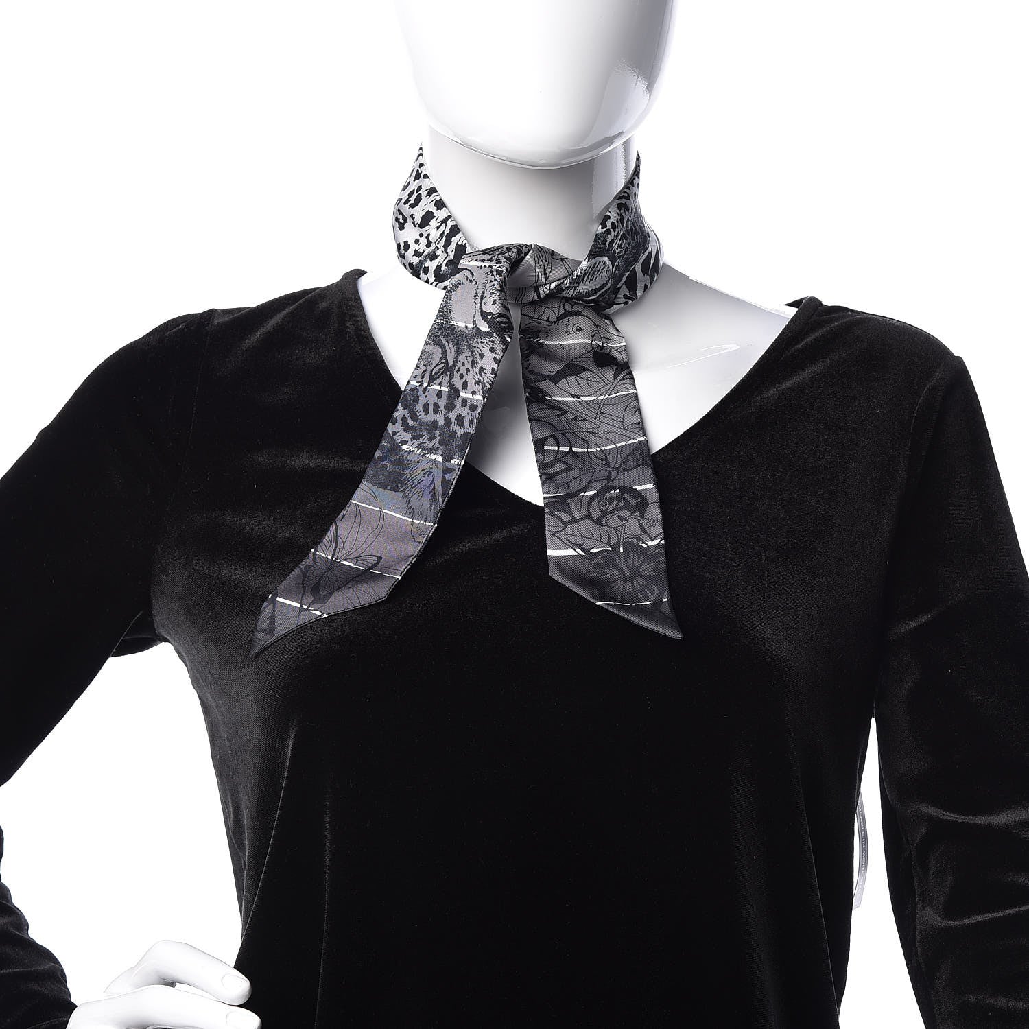 Hermes Silk Jungle Love Rainbow Twilly Gris Black White 2 of 4
