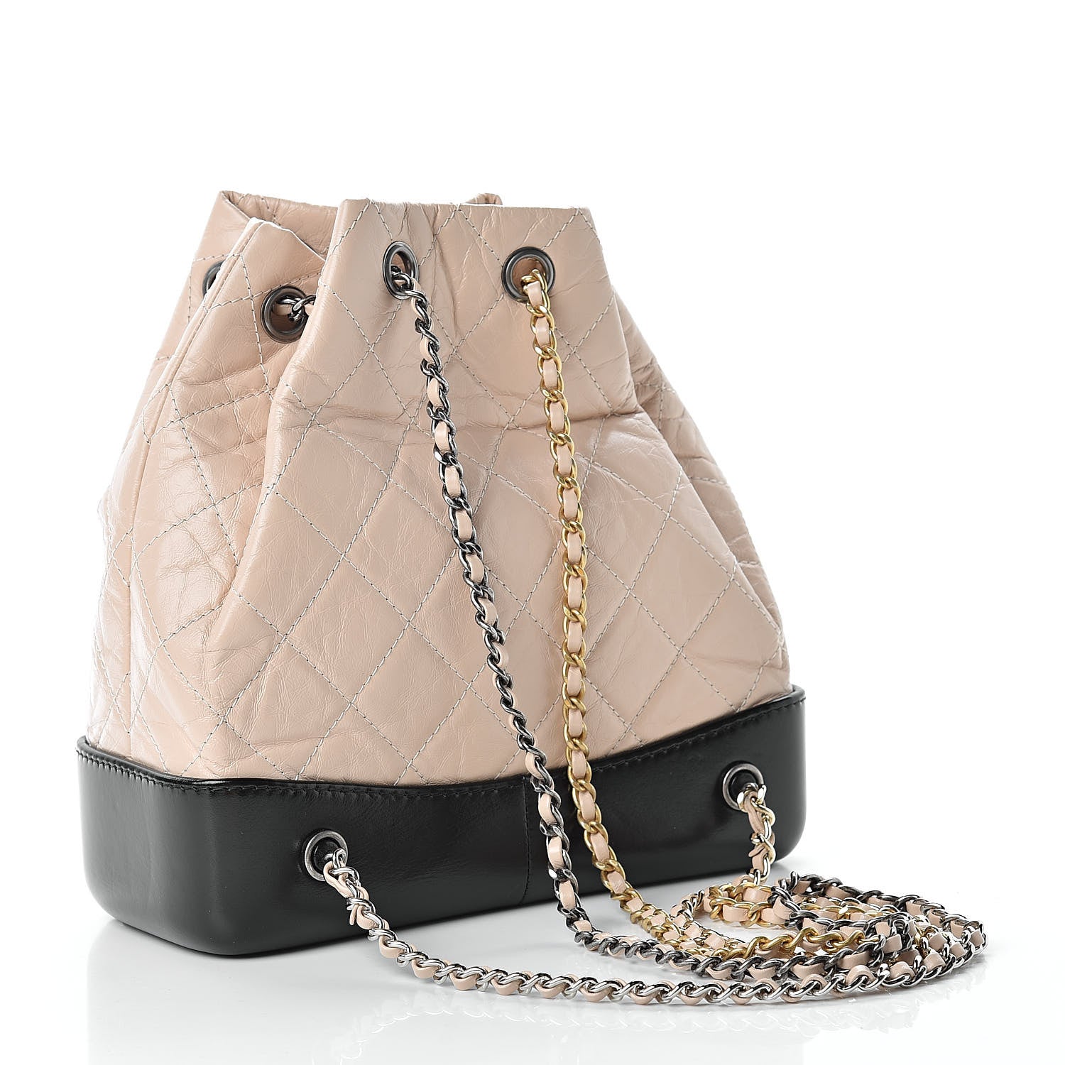 Chanel Aged Calfskin Quilted Small Gabrielle Backpack Beige Black 3 of 10