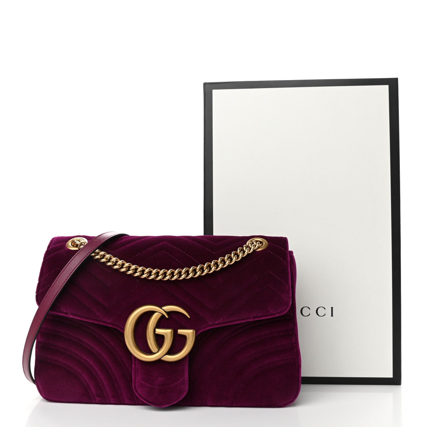 Gucci Velvet Matelasse Medium GG Marmont Shoulder Bag Fuchsia Violet Cyclamen 11 of 11