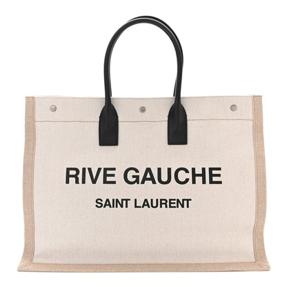 Saint Laurent Linen Calfskin Rive Gauche Tote Optic White 1 of 10