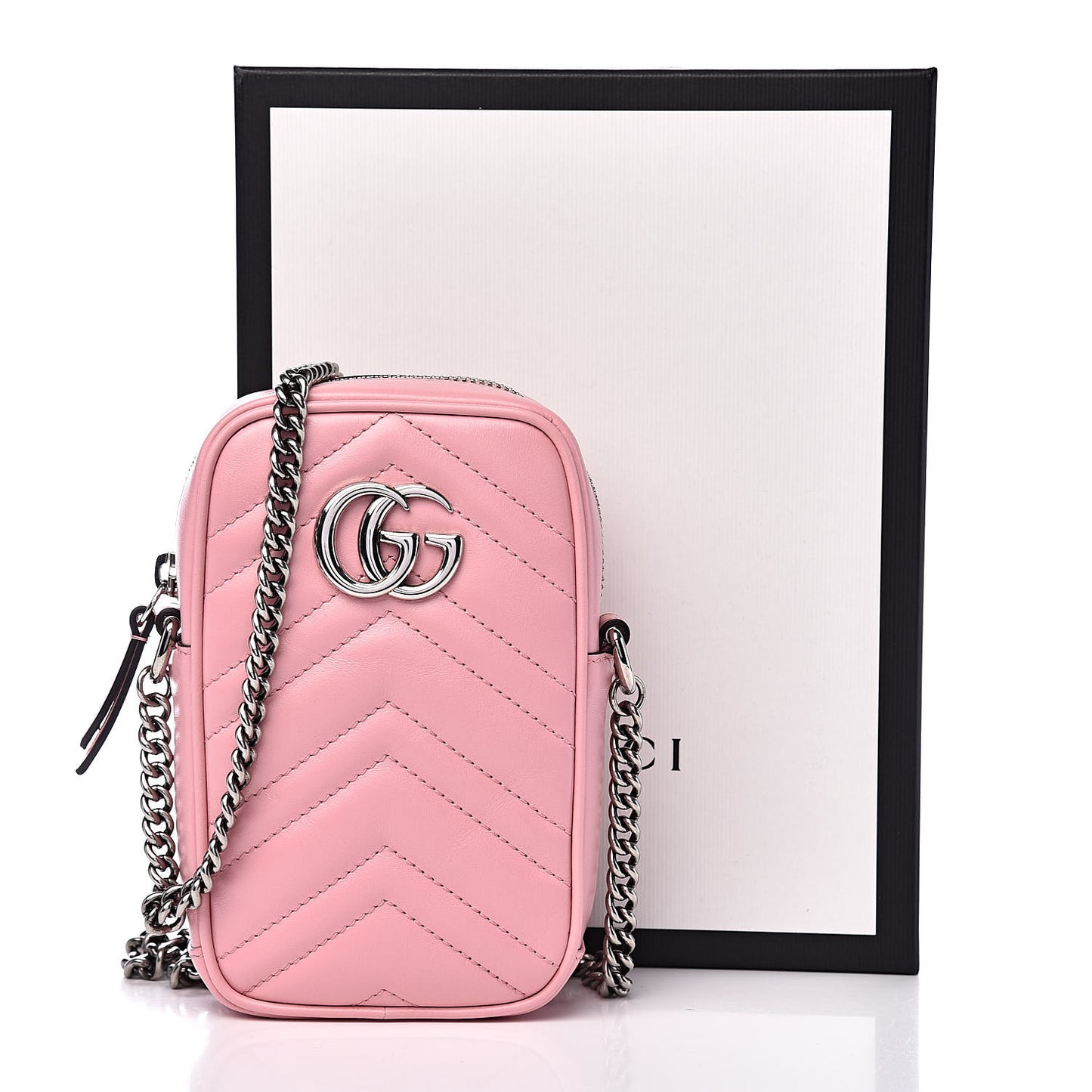 Calfskin Matelasse Mini GG Marmont Crossbody Bag Wild Rose