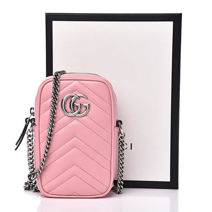 Gucci Calfskin Matelasse Mini GG Marmont Crossbody Bag Wild Rose 11 of 11