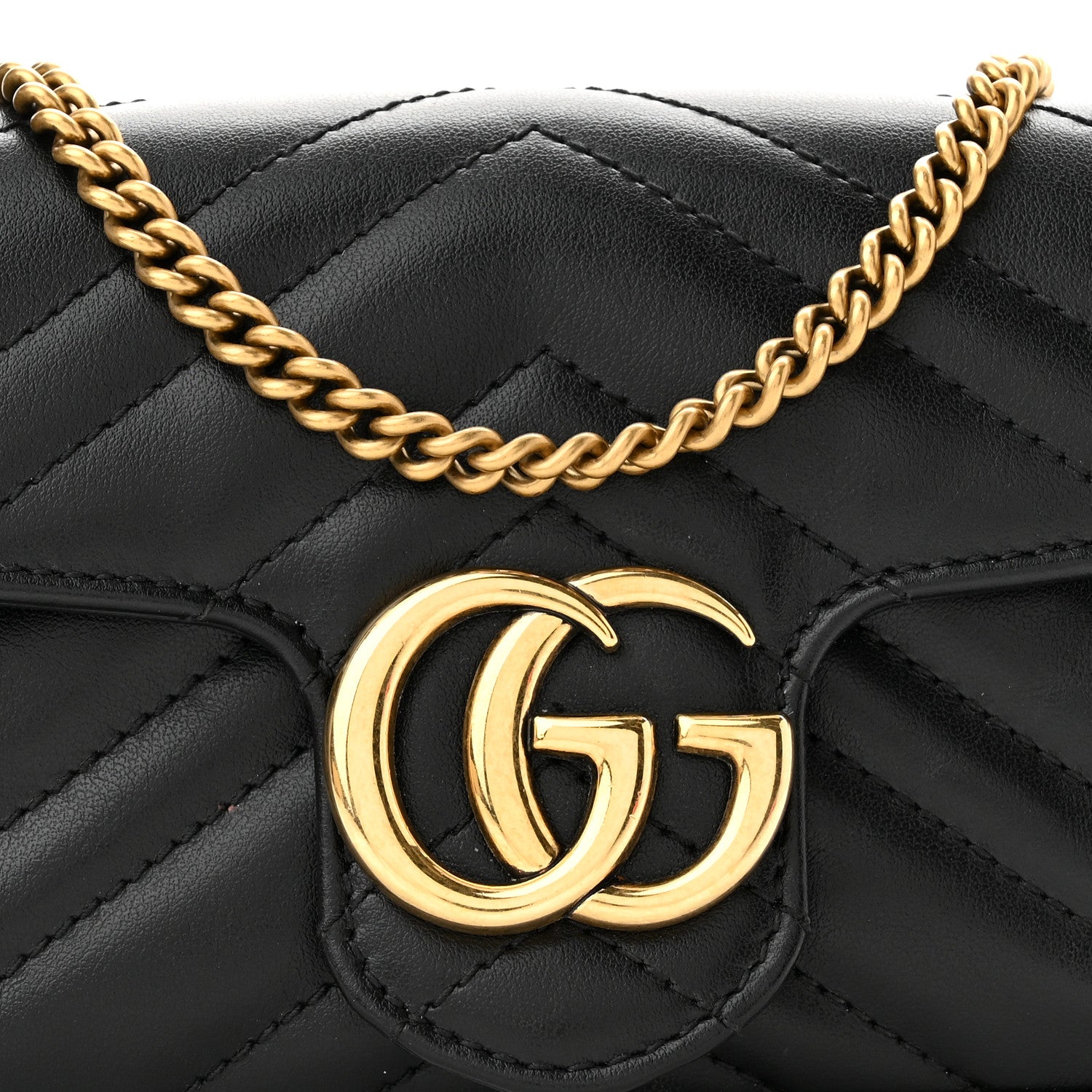 Gucci Calfskin Matelasse Super Mini GG Marmont Shoulder Bag Black 8 of 10