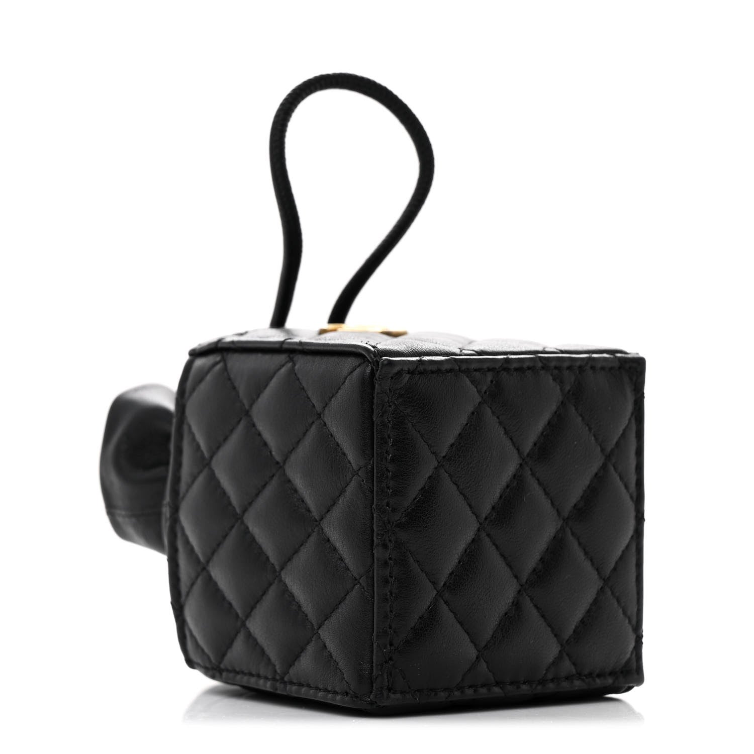 Chanel Calfskin Quilted Mini Drawstring Bucket Bag Black 4 of 12