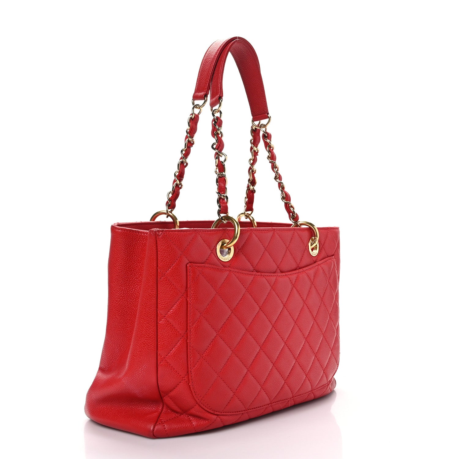 Chanel Caviar Quilted Grand Shopping Tote GST Red 3 of 10