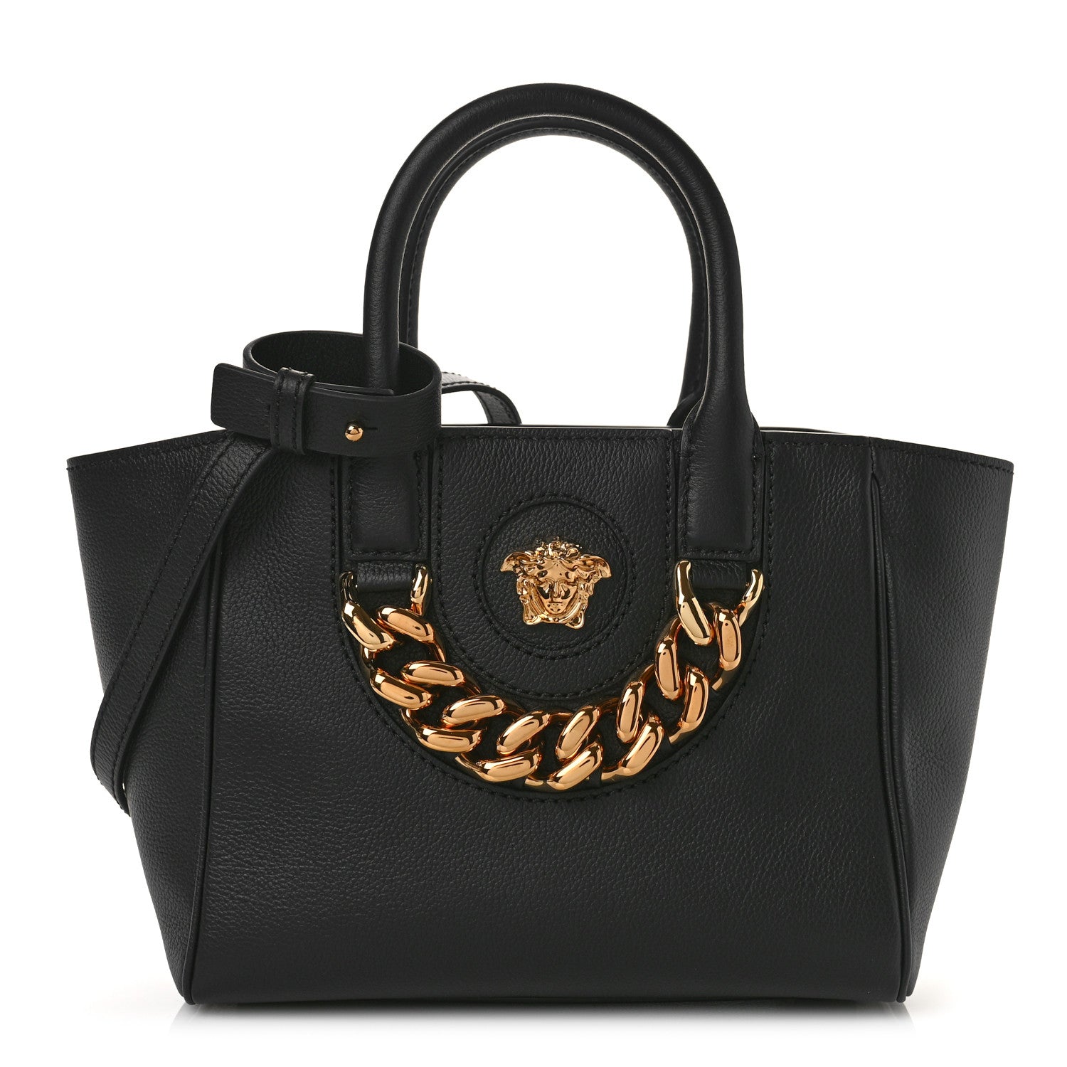 Versace Grained Calfskin Small La Medusa Chain Convertible Tote Black 1 of 8