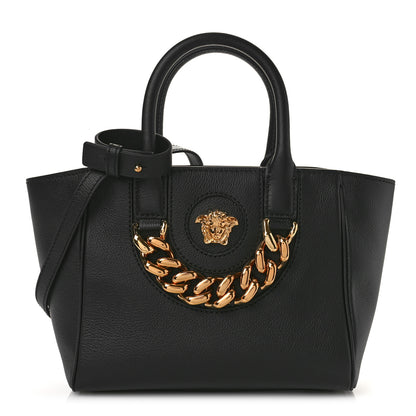 Versace Grained Calfskin Small La Medusa Chain Convertible Tote Black 1 of 8