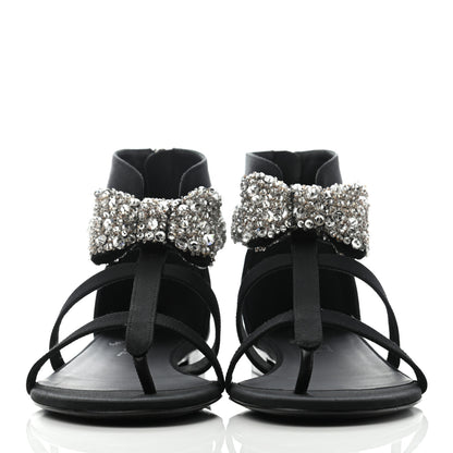 Chanel Grosgrain Sequin Beaded Bow Sandals 37.5 Black 2 of 9