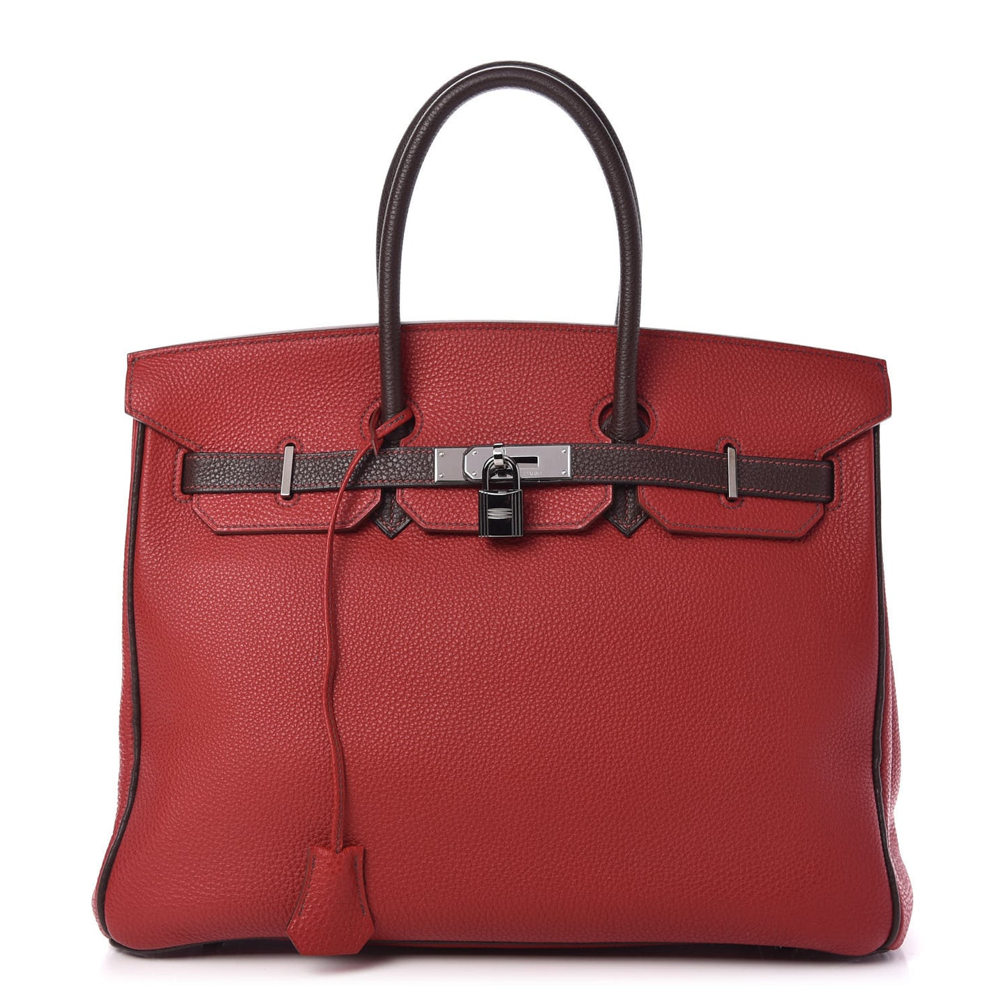 Togo Bi Color Horseshoe Birkin 35 Rouge Garance Chocolate