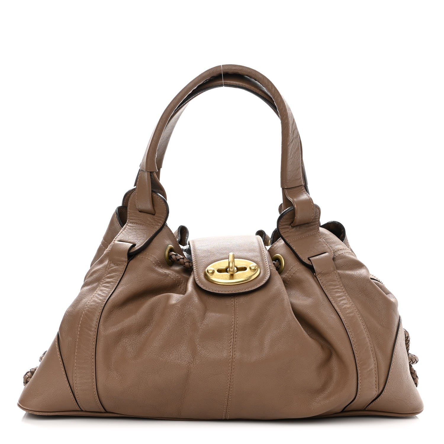 Mulberry Soft Goatskin Agyness Satchel Brown 1 of 11