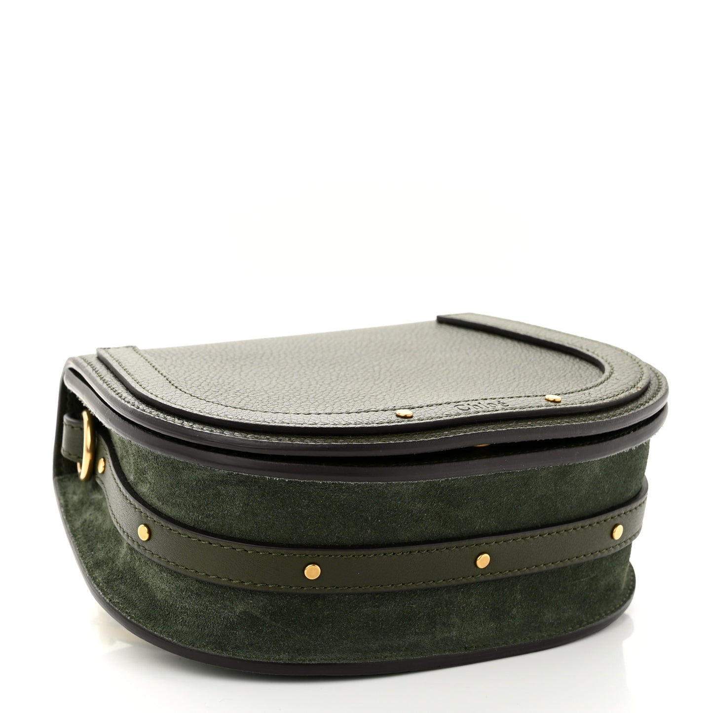 Calfskin Suede Small Nile Bracelet Bag Forest Green