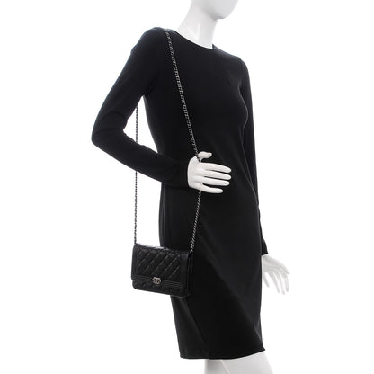 Chanel Caviar Quilted Boy Wallet On Chain WOC Black 2 of 11
