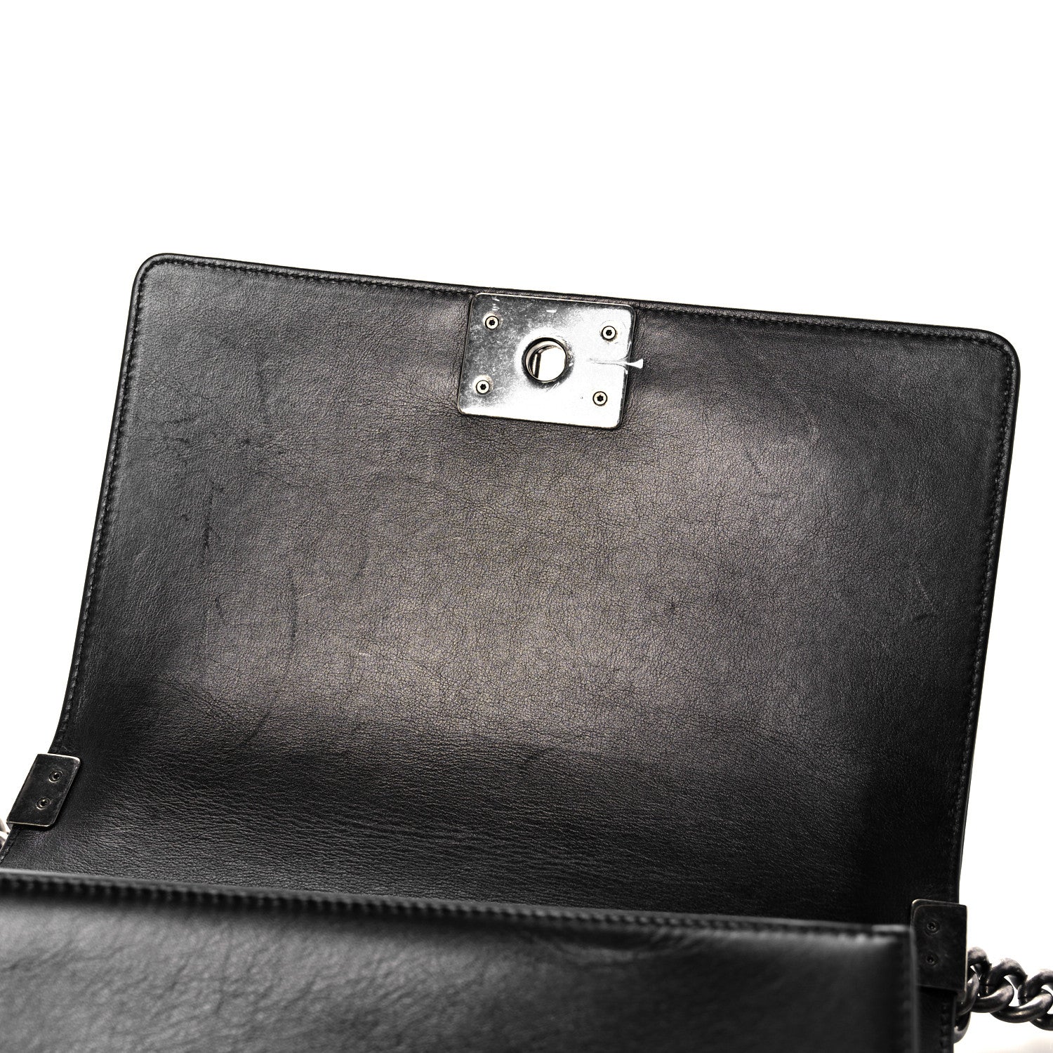 Chanel Calfskin Woven Medium Boy Flap Black White 10 of 15