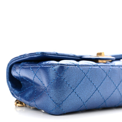 Chanel Metallic Aged Calfskin Quilted 2.55 Reissue Flap Belt Bag Clutch Blue 8 of 10