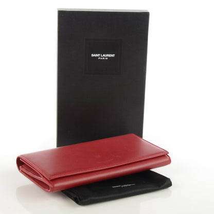 Saint Laurent Calfskin Classic Marquage Flap Wallet Red 4 of 7