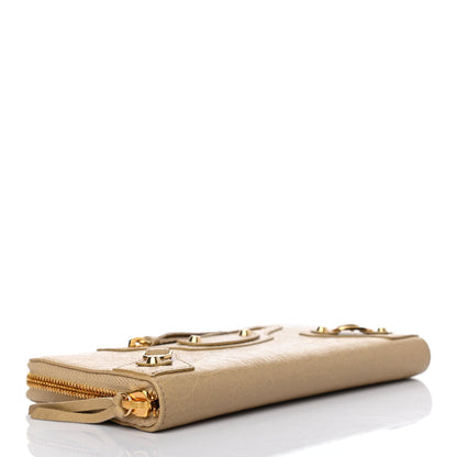 Balenciaga Agneau Classic Gold Hardware Continental Zip Around Wallet Beige Sable 3 of 4