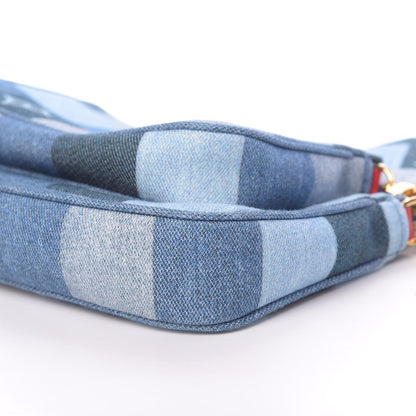 Louis Vuitton Denim Damier Monogram Patchwork Multi Pochette Accessories Blue Rouge 12 of 13