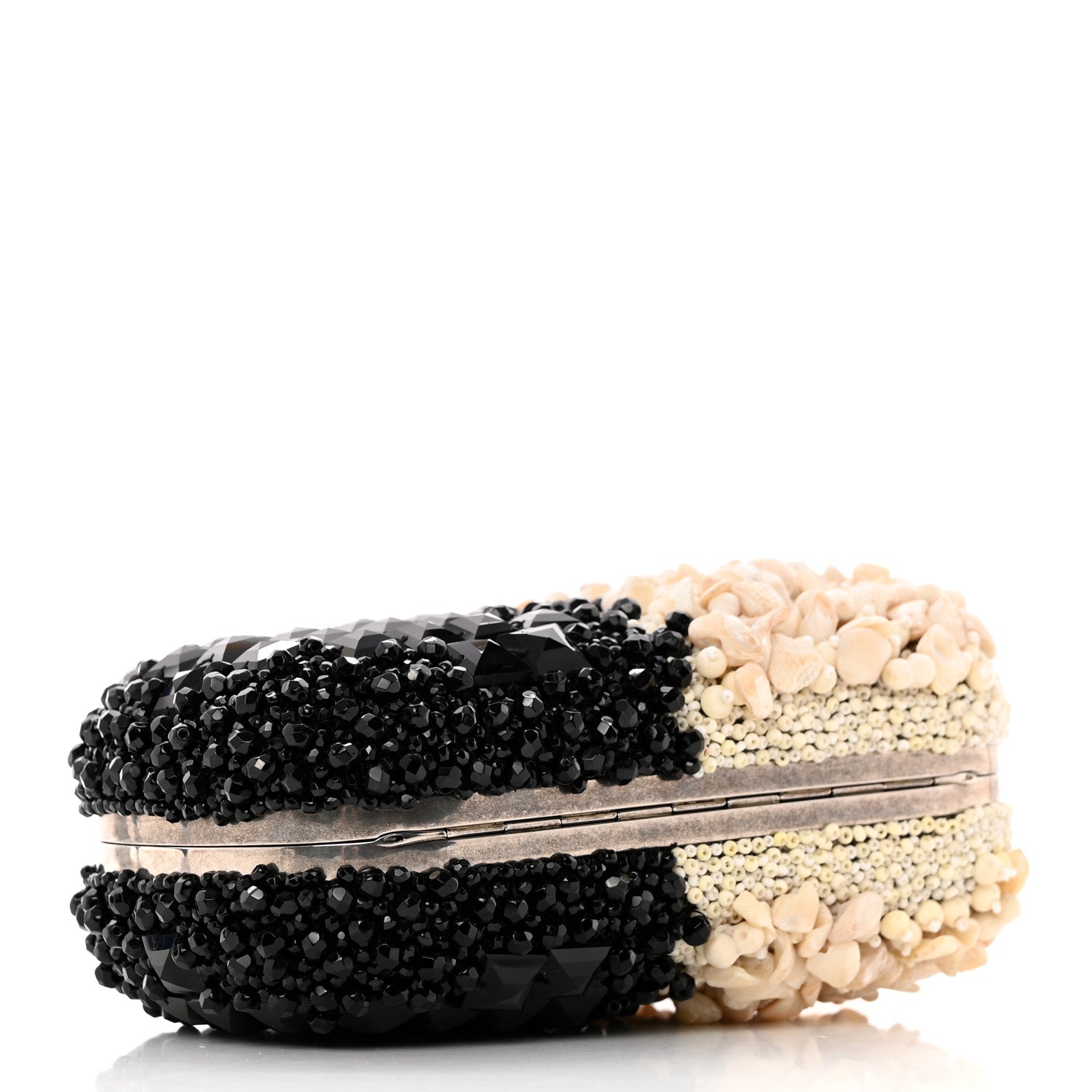 Alexander McQueen Silk Shell Embroidered Skull Box Clutch Black 4 of 9