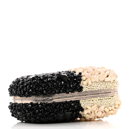 Alexander McQueen Silk Shell Embroidered Skull Box Clutch Black 4 of 9