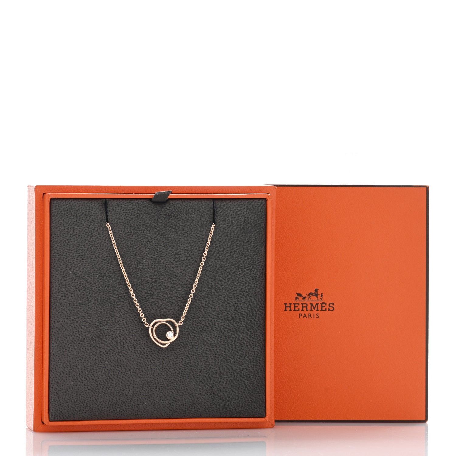 Hermes 18K Rose Gold Diamond TPM Vertige Coeur Necklace SH 5 of 5