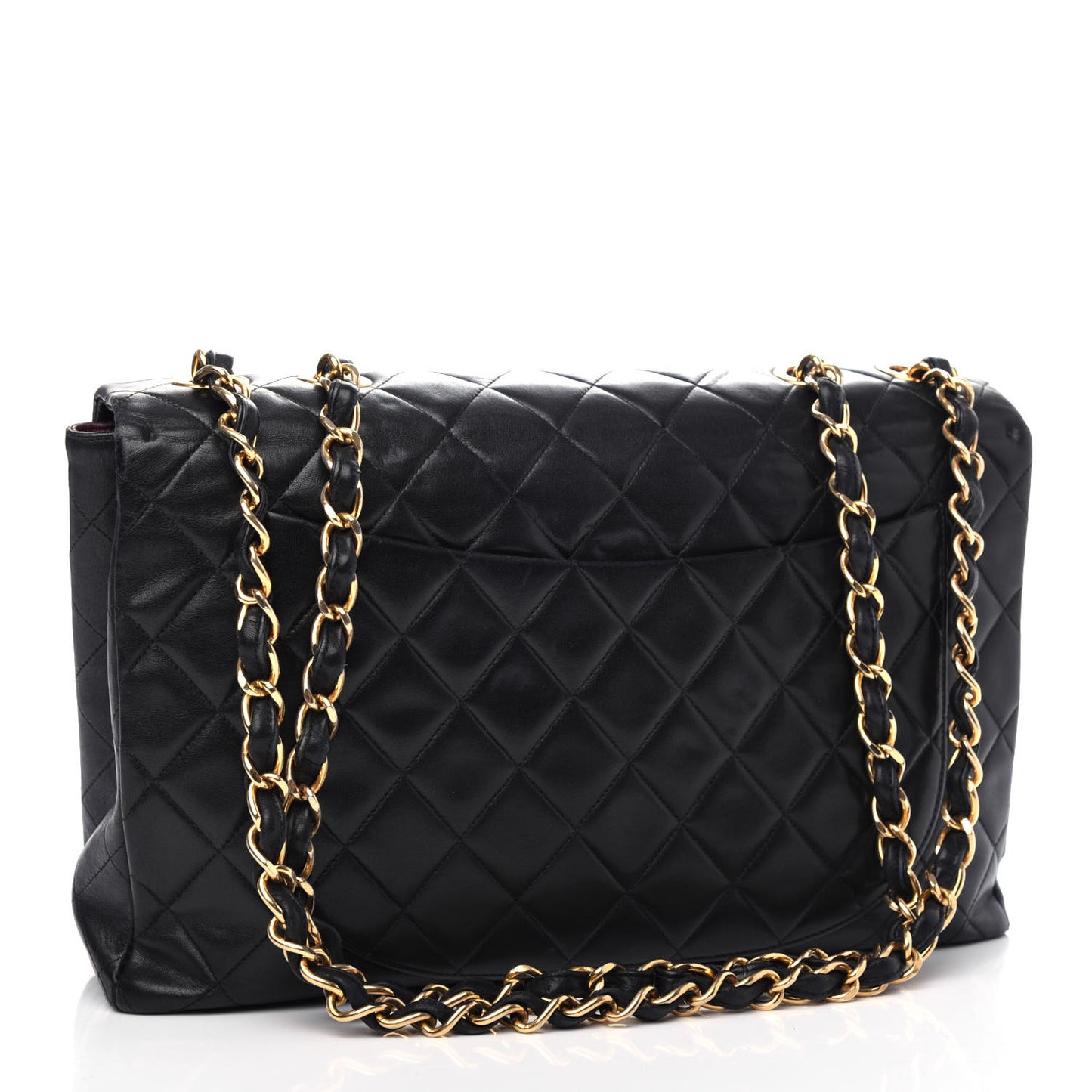 Lambskin Quilted XL Jumbo Single Flap Black