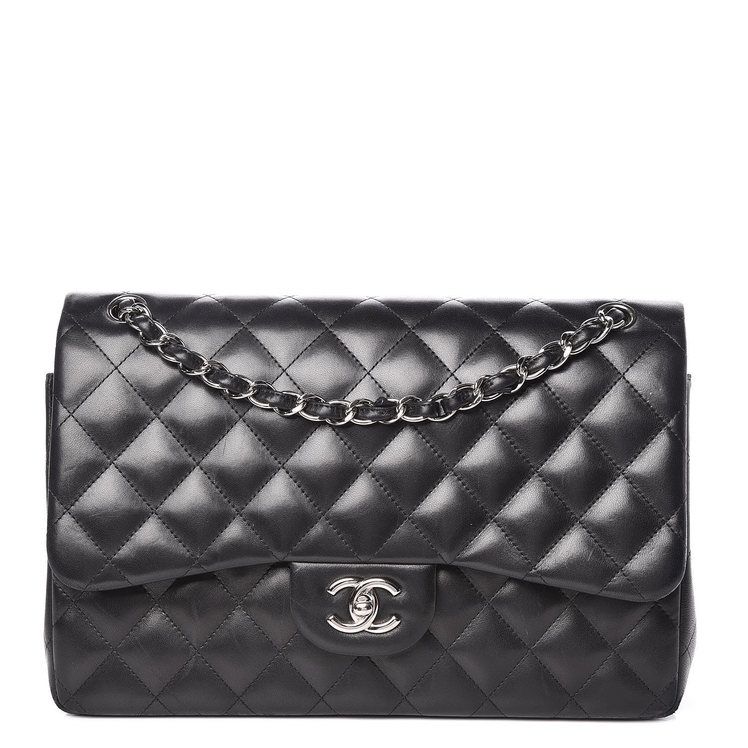 Chanel Lambskin Quilted Jumbo Double Flap Black 1 of 16