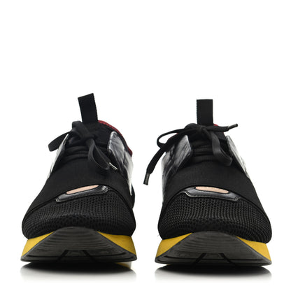 Balenciaga Calfskin Neoprene Mesh Suede Race Runner Sneakers 39 Black Yellow 2 of 4