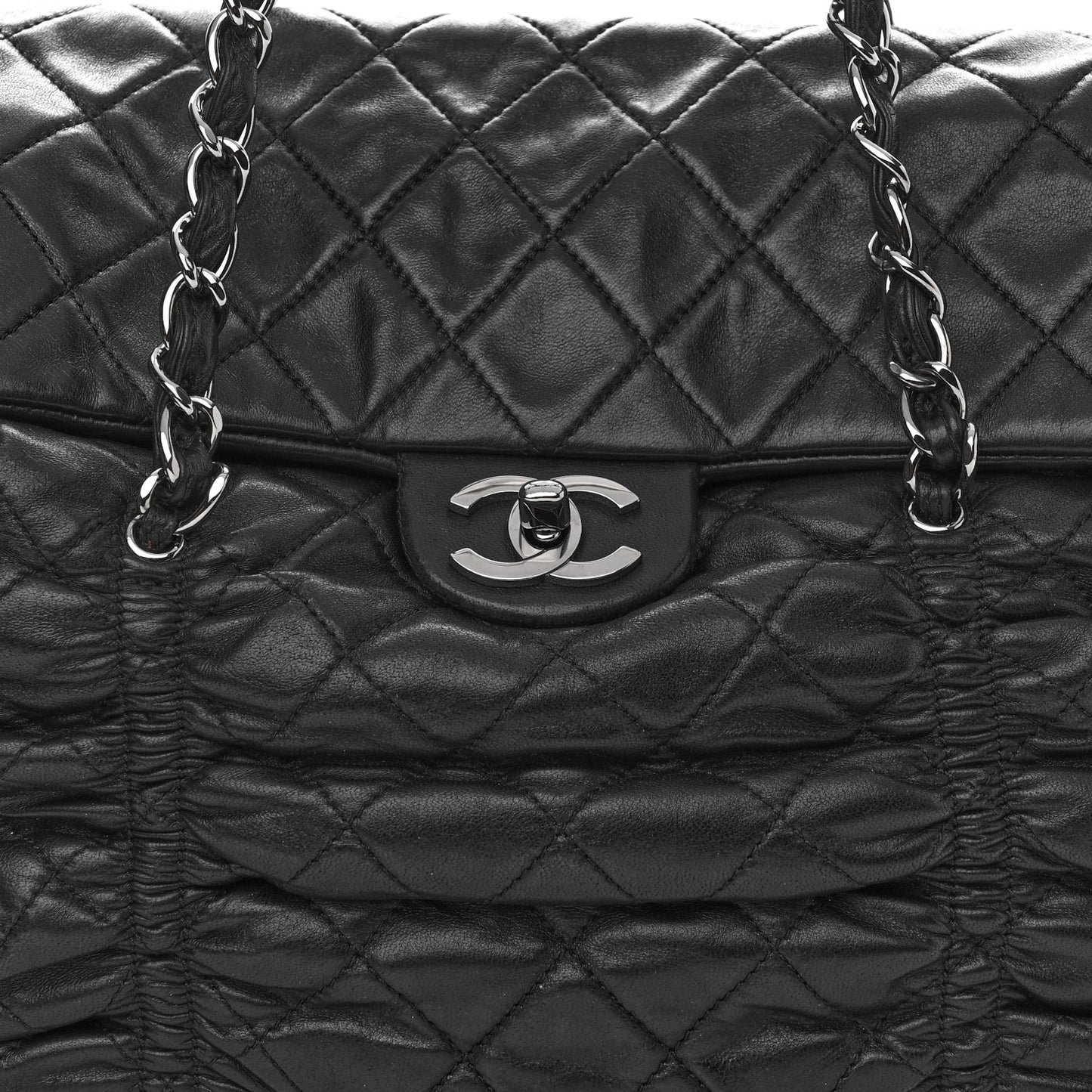 Lambskin Quilted Sharpei Flap Black