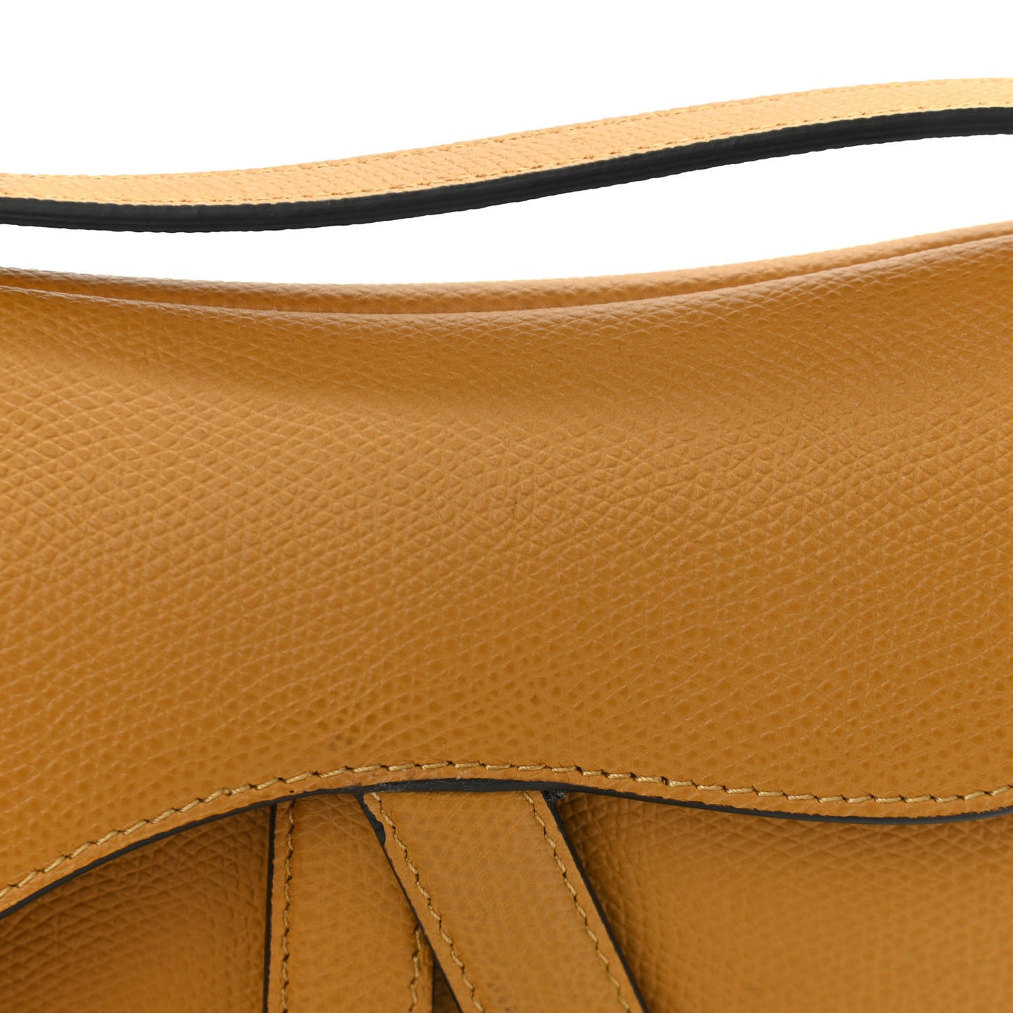 Grained Calfskin Mini Saddle Bag Dark Yellow
