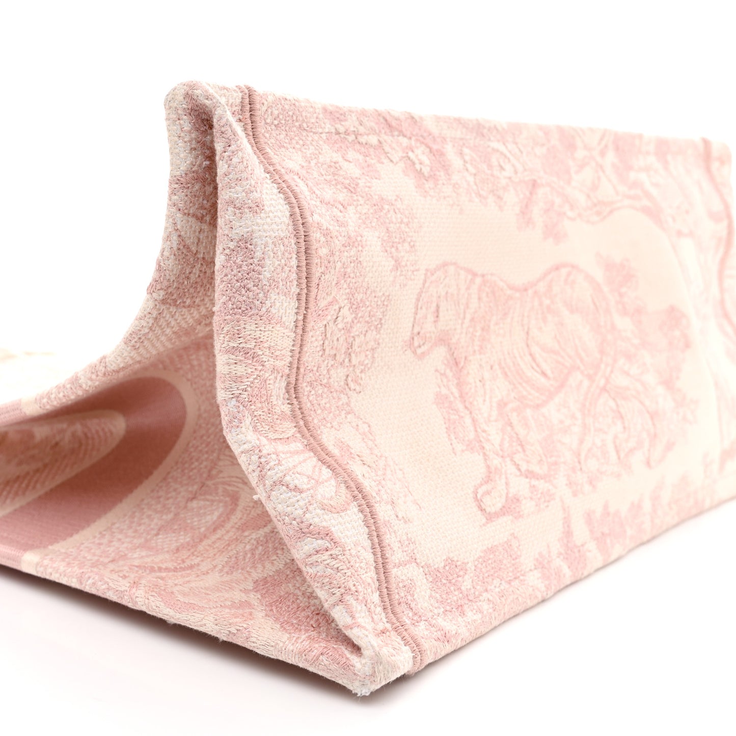 Canvas Toile De Jouy Embroidered Medium Book Tote Pink