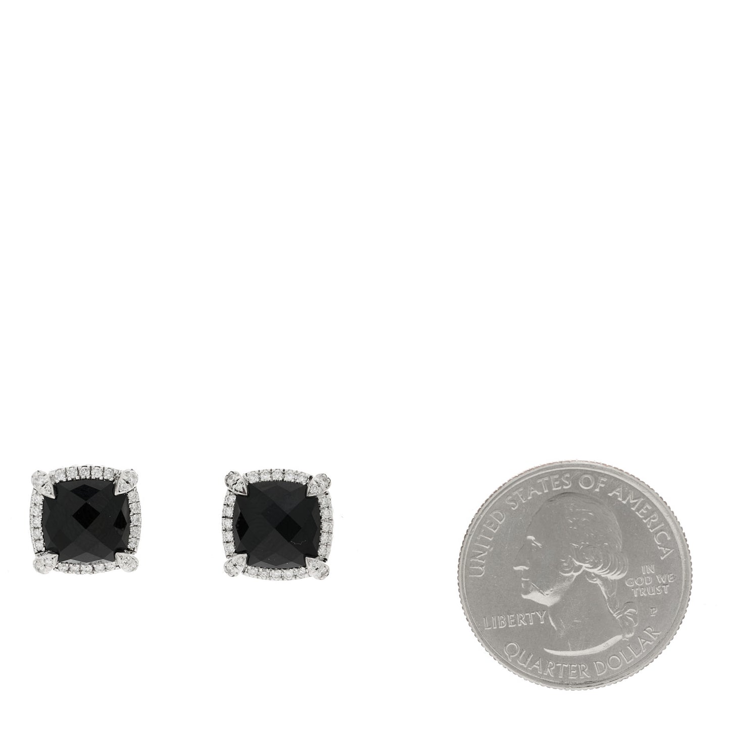 Sterling Silver Diamond Black Onyx 9mm Chatelaine Bezel Earrings