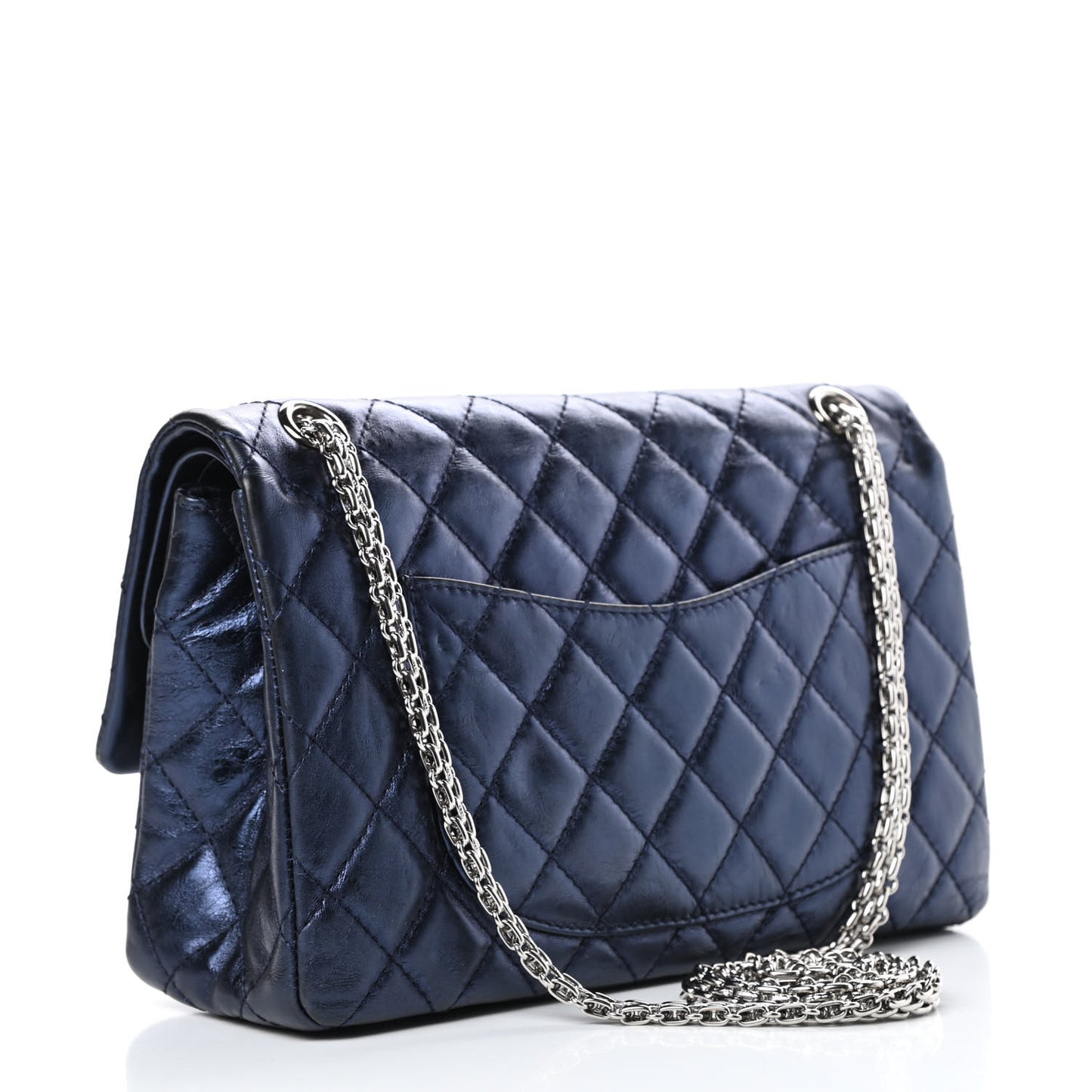 Metallic Aged Calfskin Quilted 2.55 Reissue 226 Flap Blue