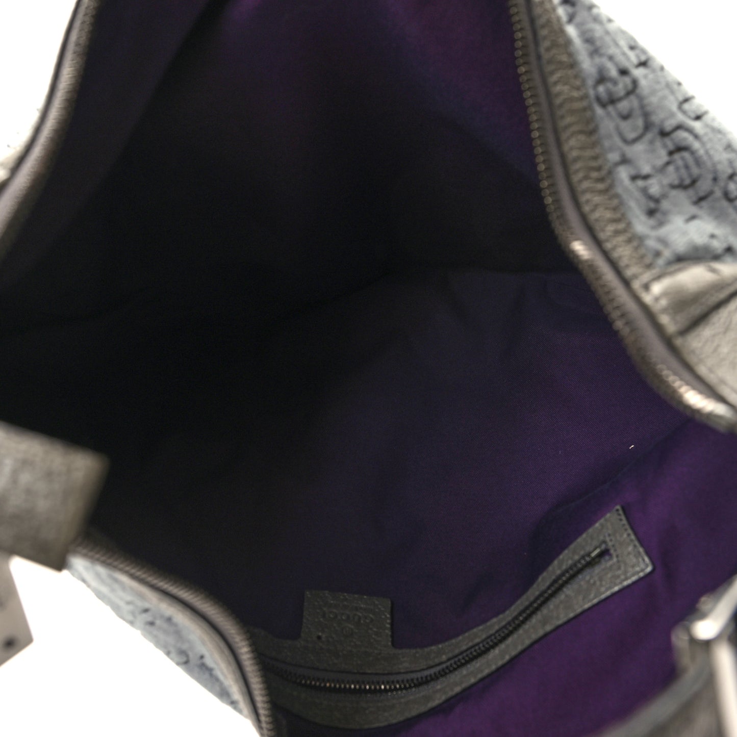 Velvet Horsebit Embossed Glam Hobo Grey