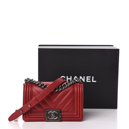 Chanel Calfskin Chevron Quilted Small Boy Flap Red 13 of 13