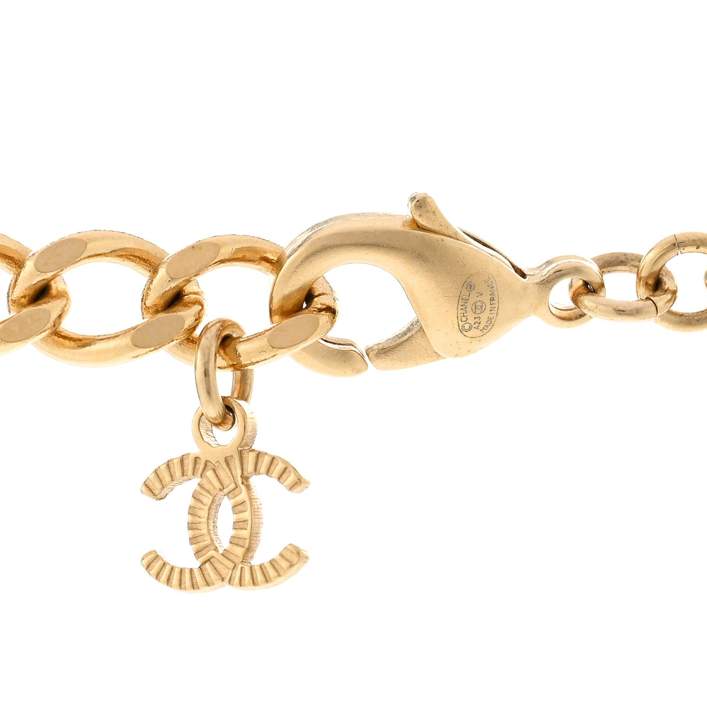 Metal Chain Link CC Multi Strand Choker Necklace Gold