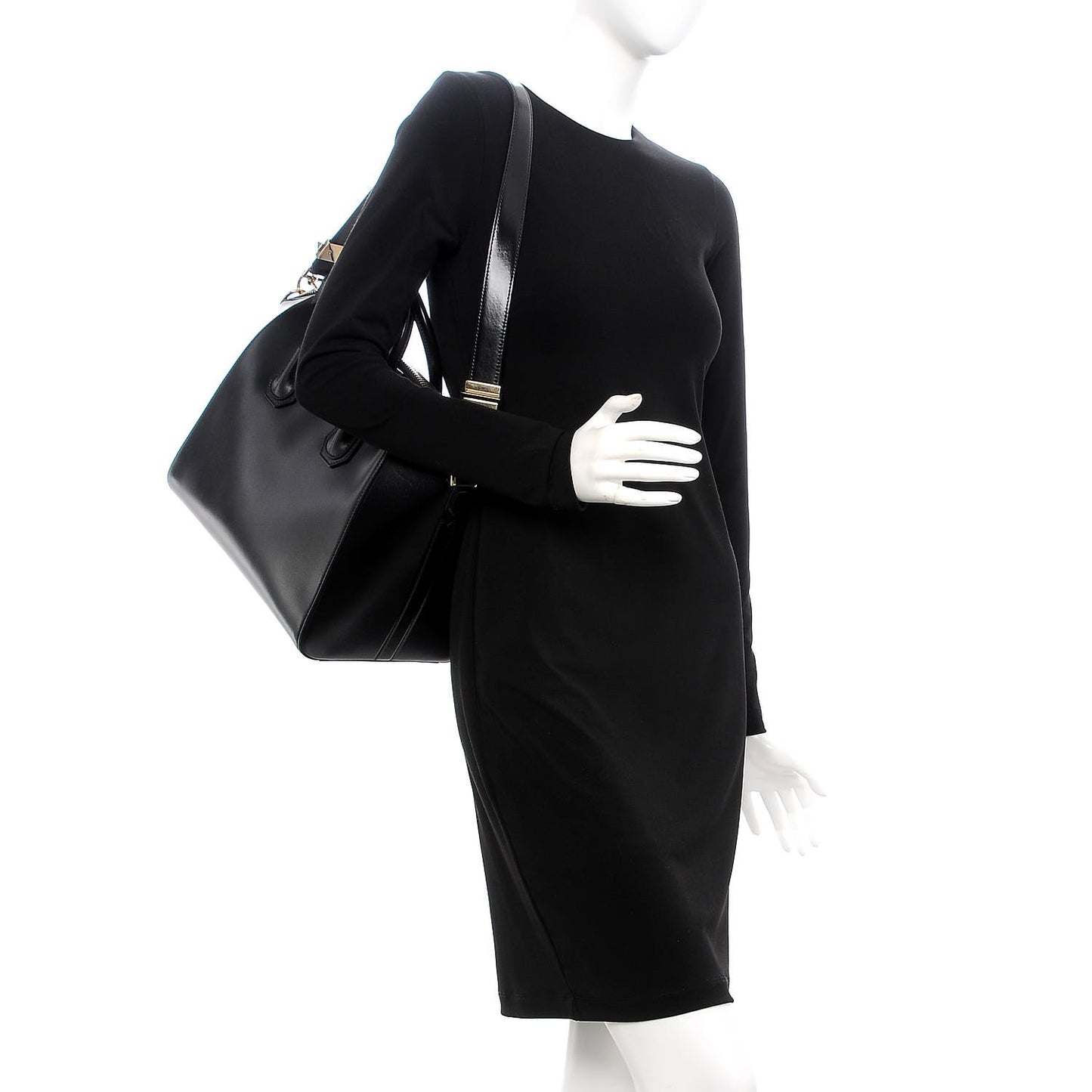 Shiny Lord Calfskin Medium Antigona Black