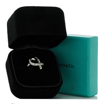 Tiffany 18K White Gold Diamond Paloma Picasso Loving Heart Ring 50 5.5 5 of 5