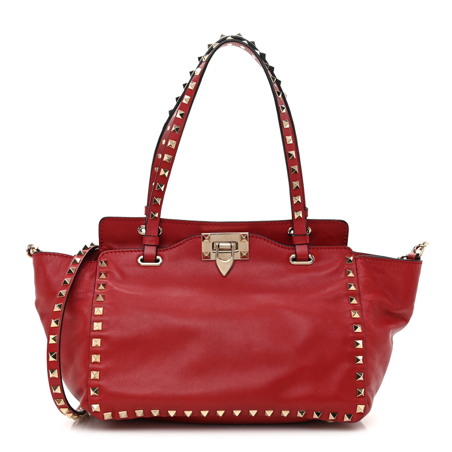 Vitello Small Rockstud Tote Rosso Valentino