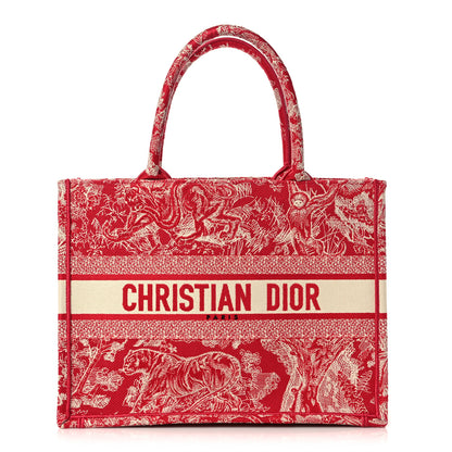 Christian Dior Canvas Embroidered Medium Toile De Jouy Reverse Book Tote Fuchsia 1 of 10