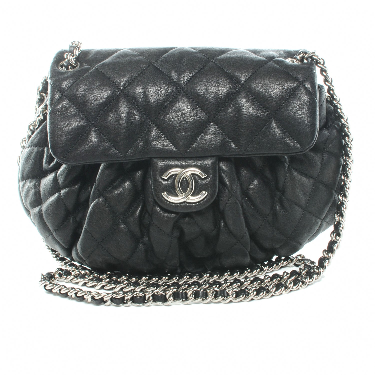 Chanel Washed Lambskin Chain Around Medium Messenger Bag Black 1 of 7