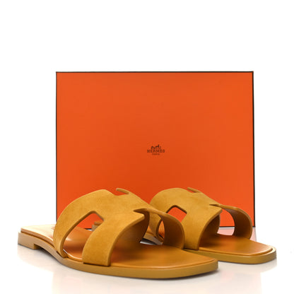 Hermes Suede Goatskin Oran Sandals 40 Jaune Sable 9 of 9