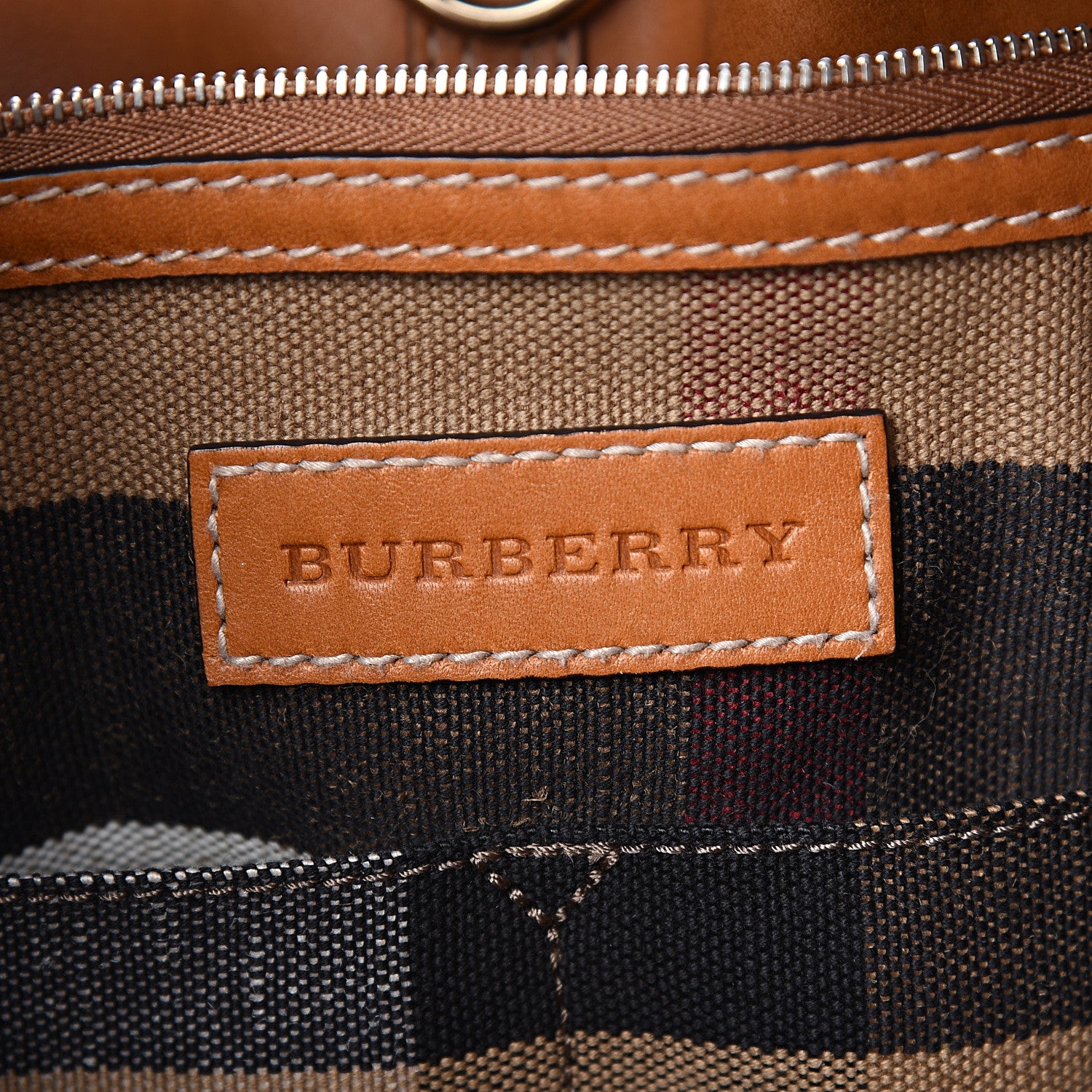 Burberry Canvas Mega Check Medium Ashby Hobo Saddle Brown 5 of 11