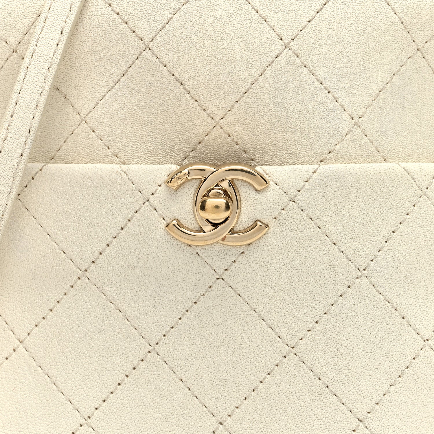 Chanel Goatskin Stitched Casual Trip North South Camera Case White 8 of 12